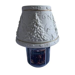 YANKEE CANDLE Embossed Christmas Tree Bisque Porcelain Jar Shade